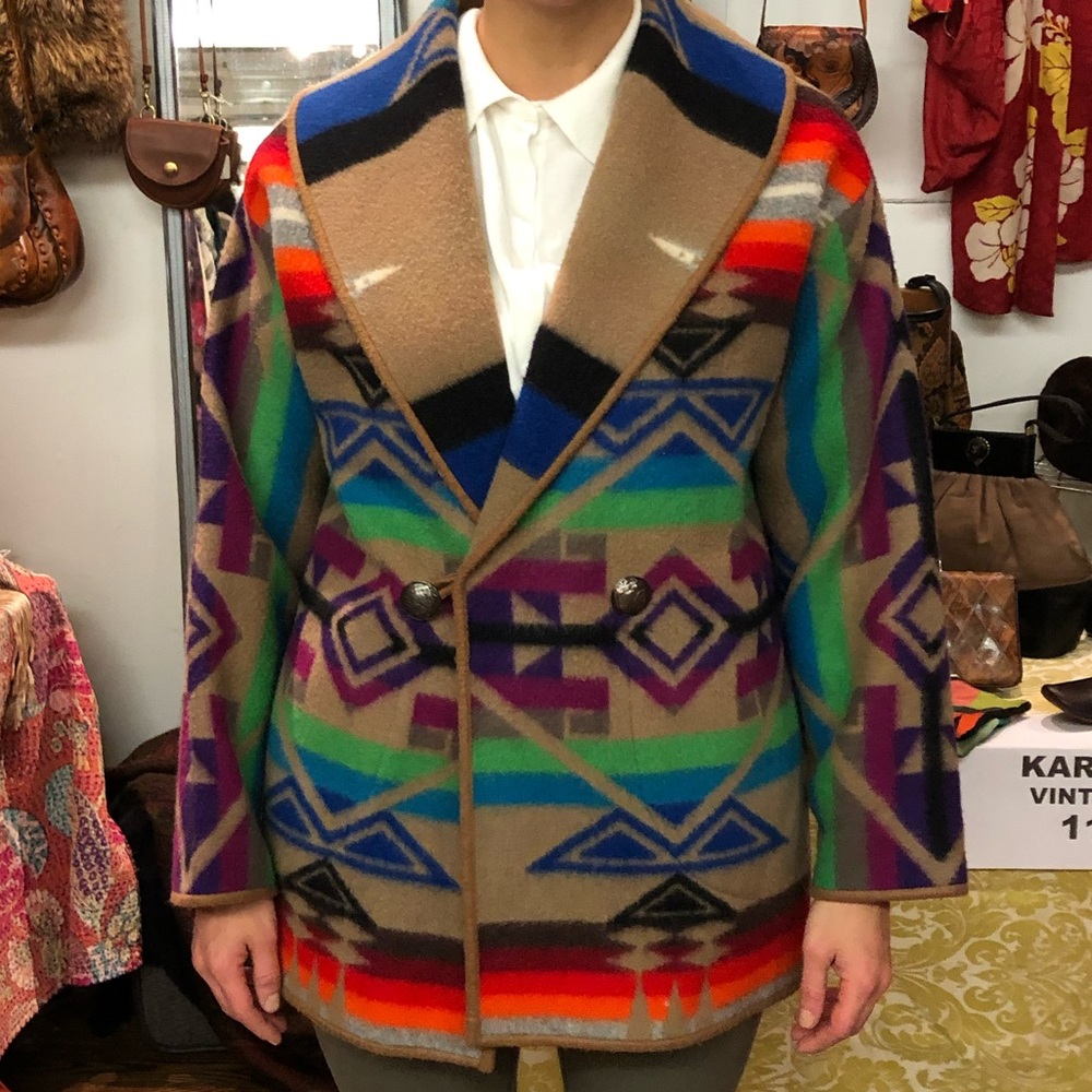 Vintage Wool Apres Ski Rainbow Coat